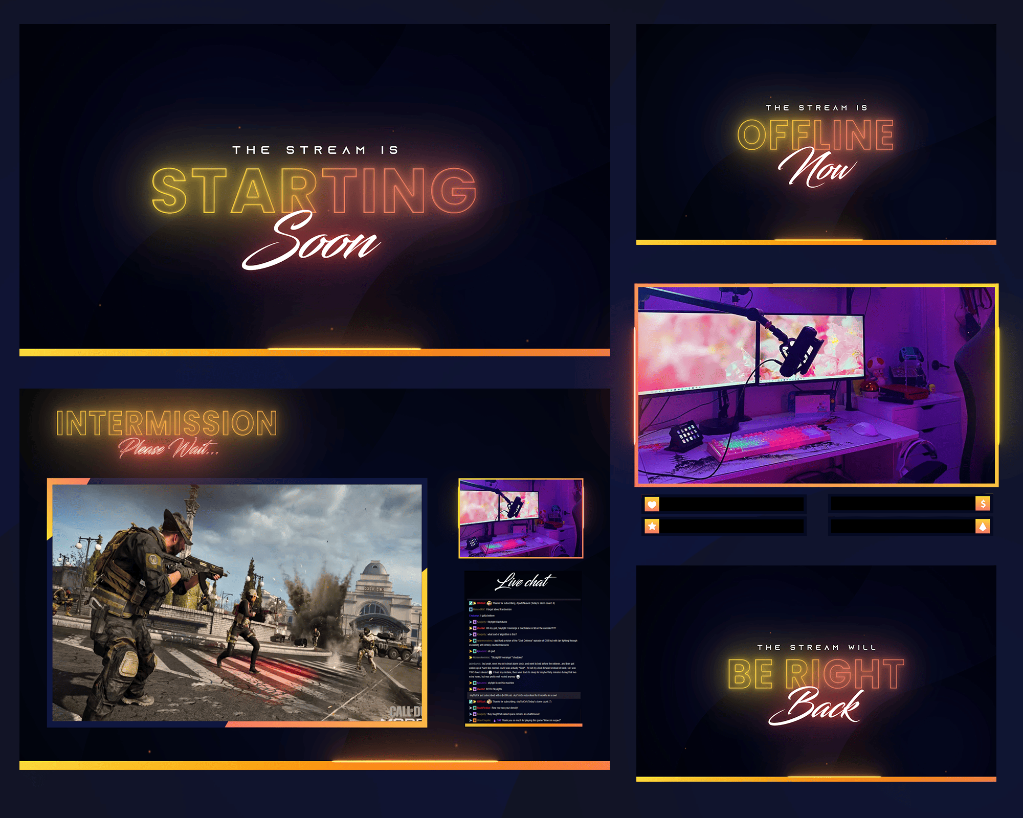 Neon Yellow & Orange Stream Overlay – Lively, Slick, Vibrant Effects for Creators