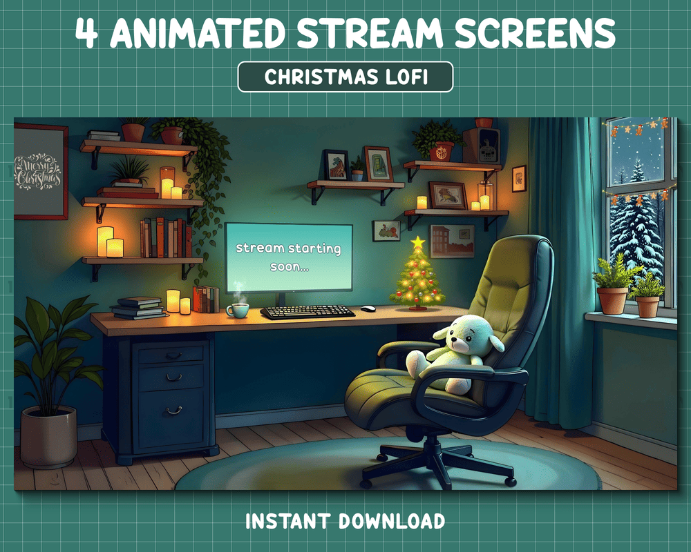 Green Christmas Gaming Stream Overlay Template