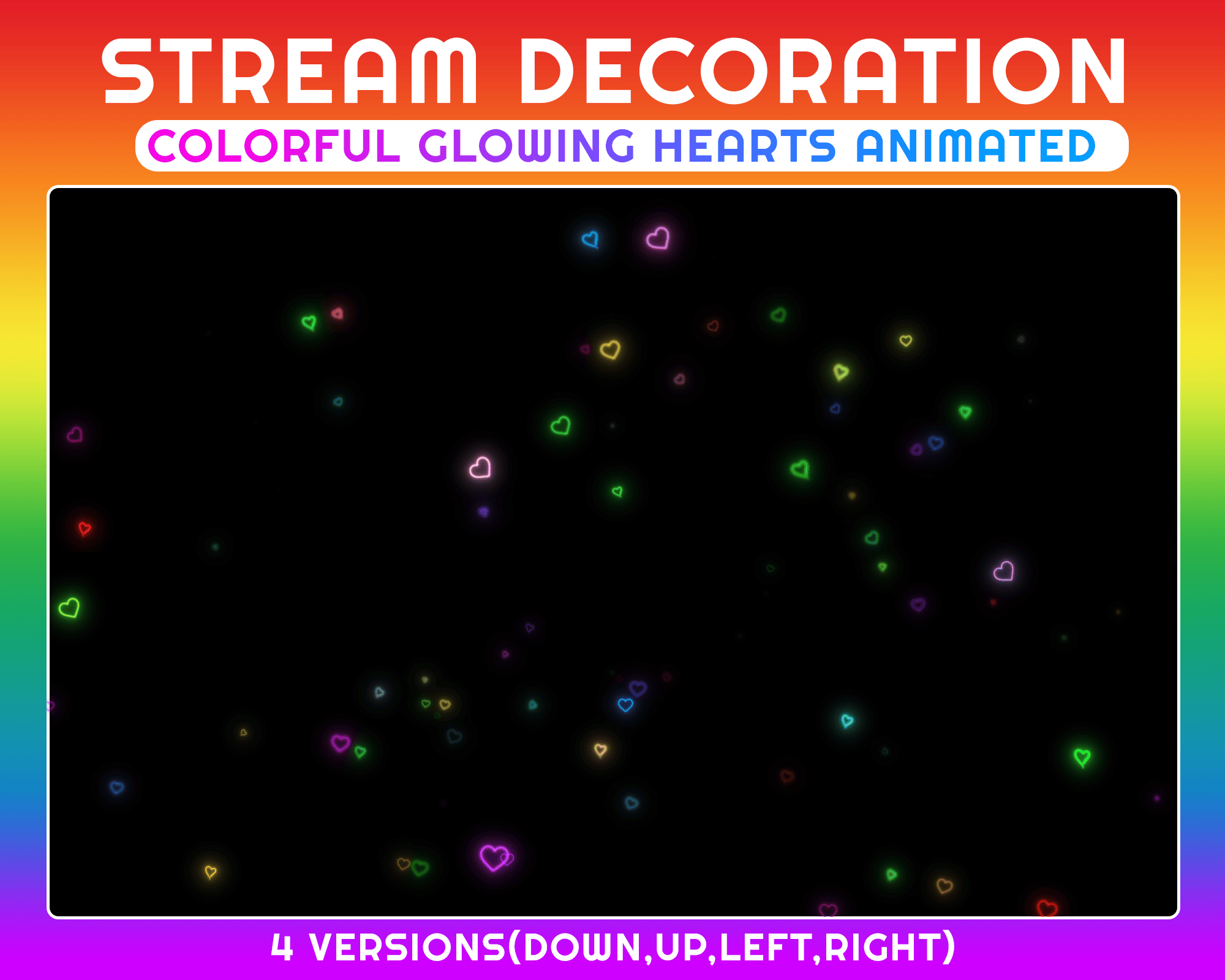 Colorful Hollow Glowing Heart Stream Overlay – Animated Twitch & OBS Design