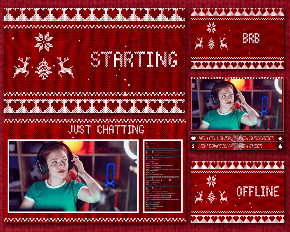 Xmas Sweater Stream Twitch Overlay – Festive, Cozy & Fun Holiday Design