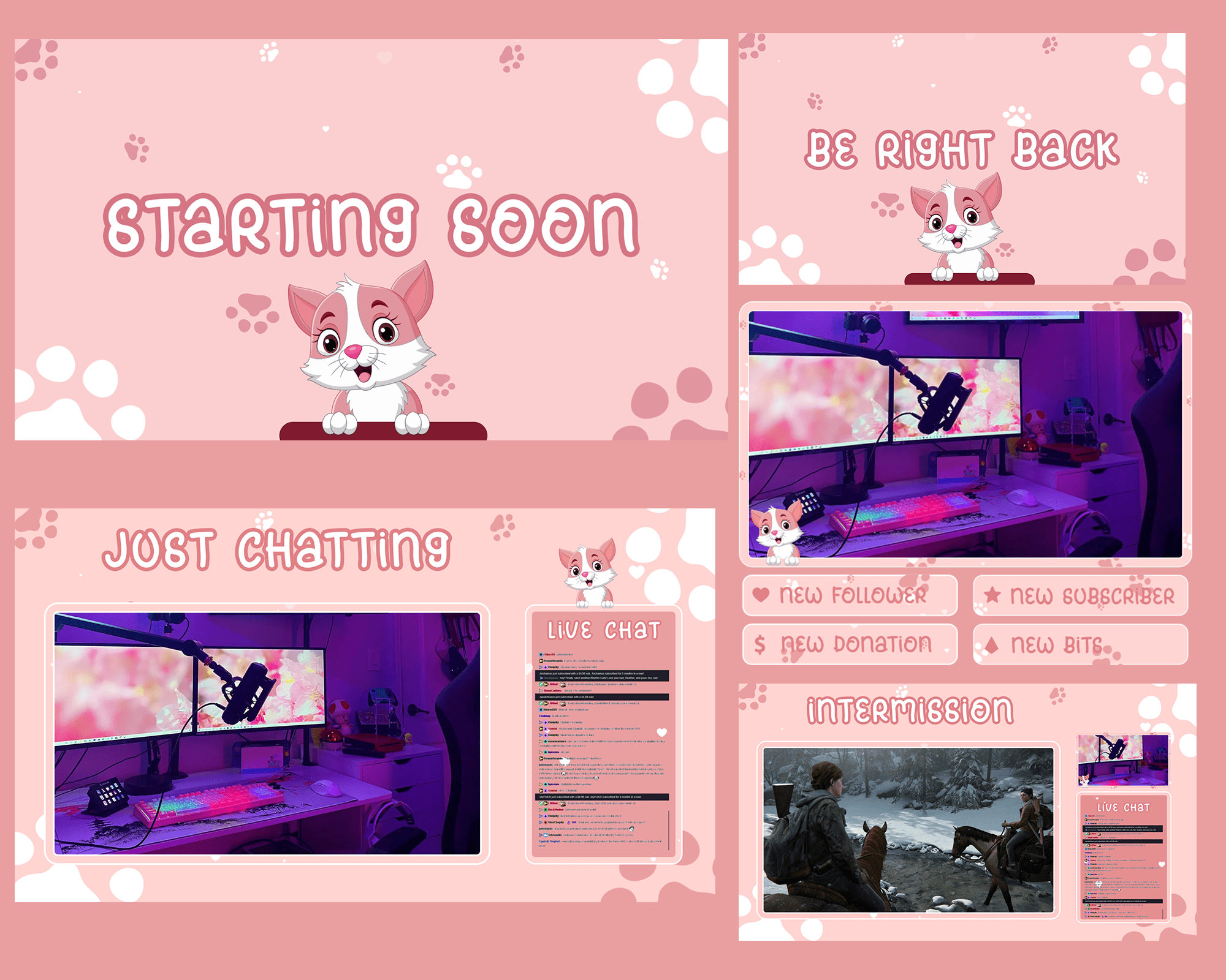 Cat Stream Overlay for Twitch & YouTube | Cute & Animated Options