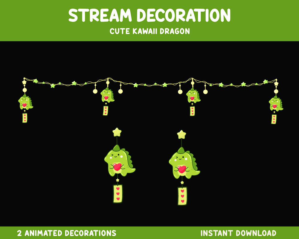 Dragon Wind Chime Twitch Stream Overlay – Animated Stream Overlay for OBS
