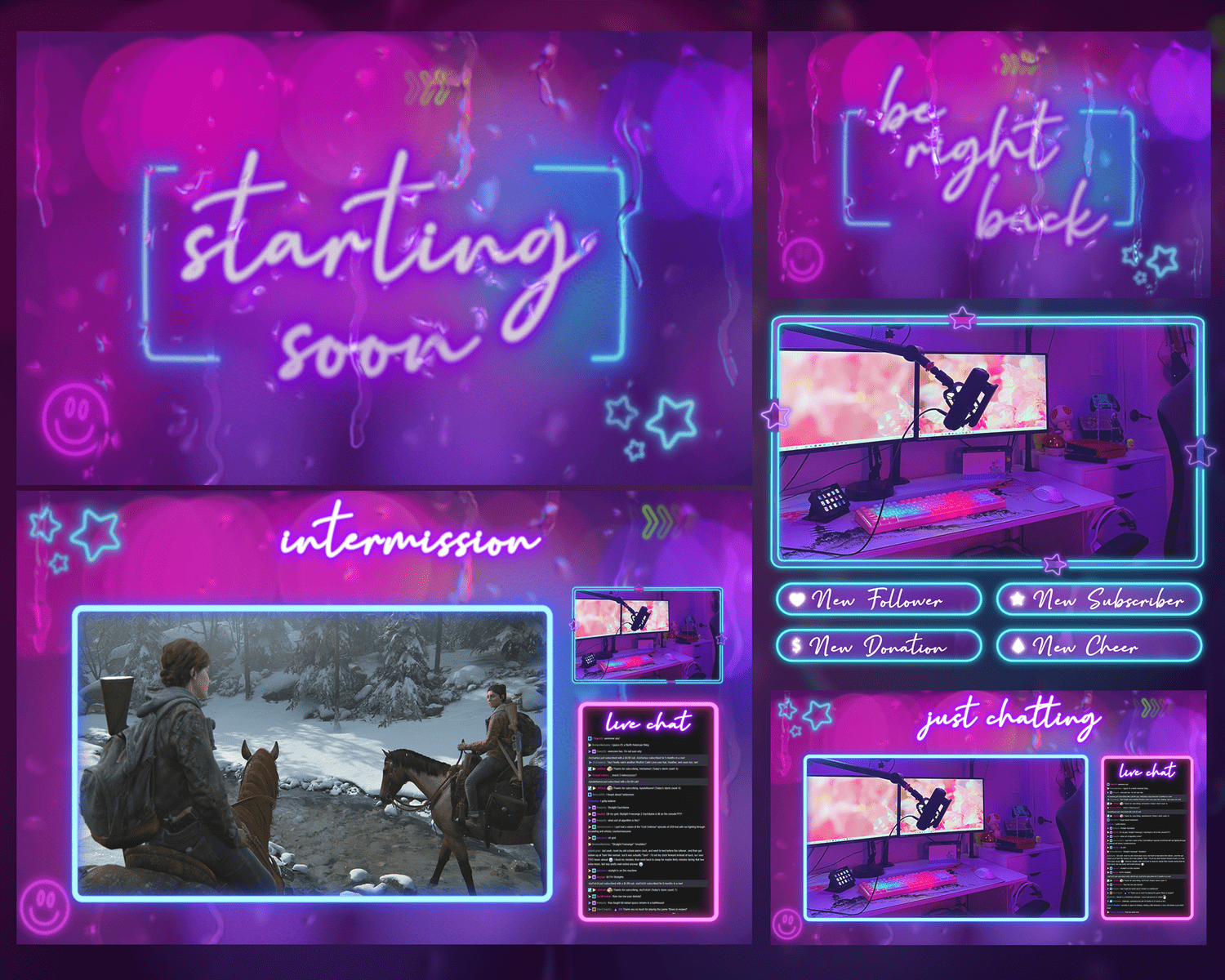 Neon Rain Stream Overlay – Vibrant, Animated Streaming Template for Twitch & YouTube