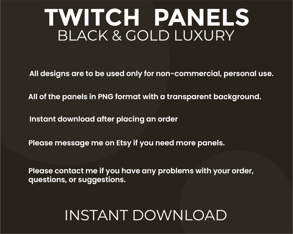 Black and Gold Luxury Stream Panels – Twitch & Streamlabs Templates