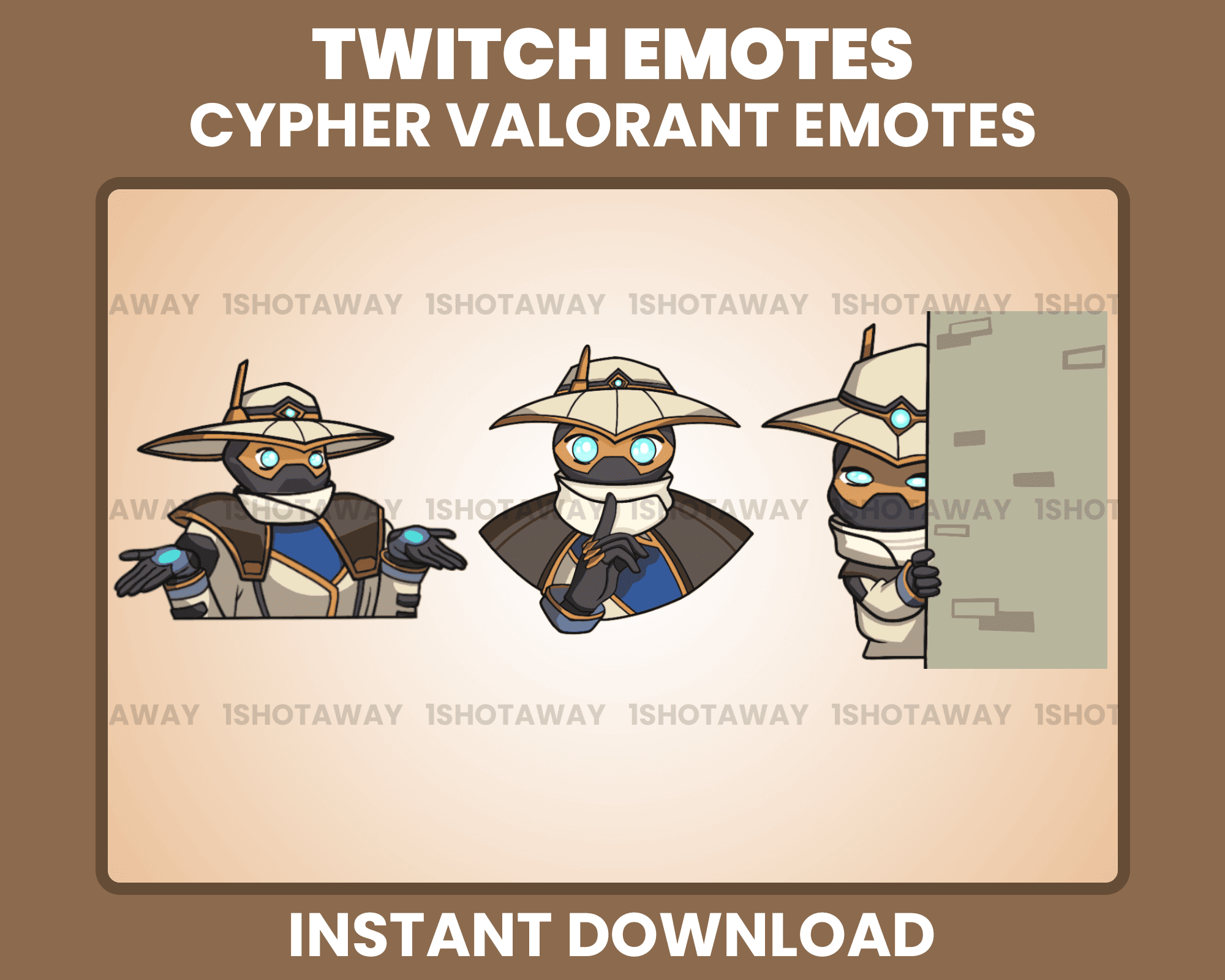 Cypher Valorant Chibi Emotes – Cute Animated Twitch Stream Emotes for Gamers