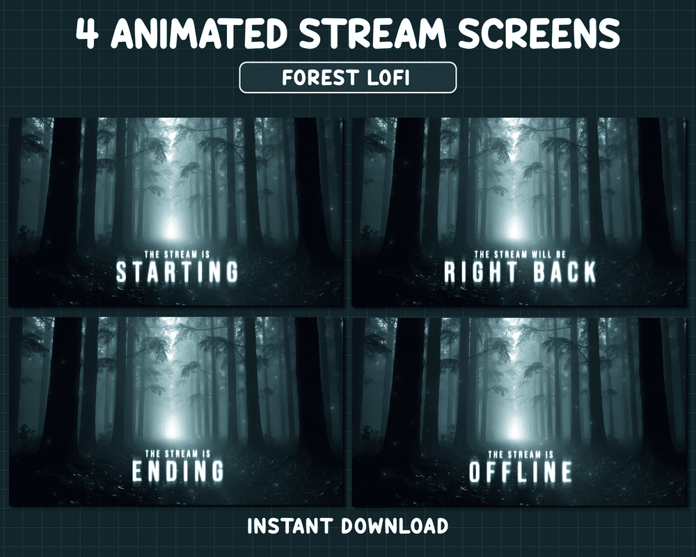 Dark Forest Theme Screens – Mysterious Stream Overlay for Twitch, OBS & YouTube