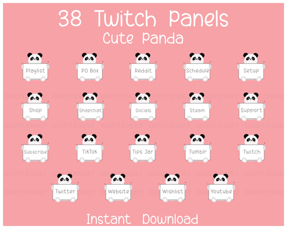 Black Panda Twitch Stream Panels – Unique Streamlabs, Kick & Anime Styles