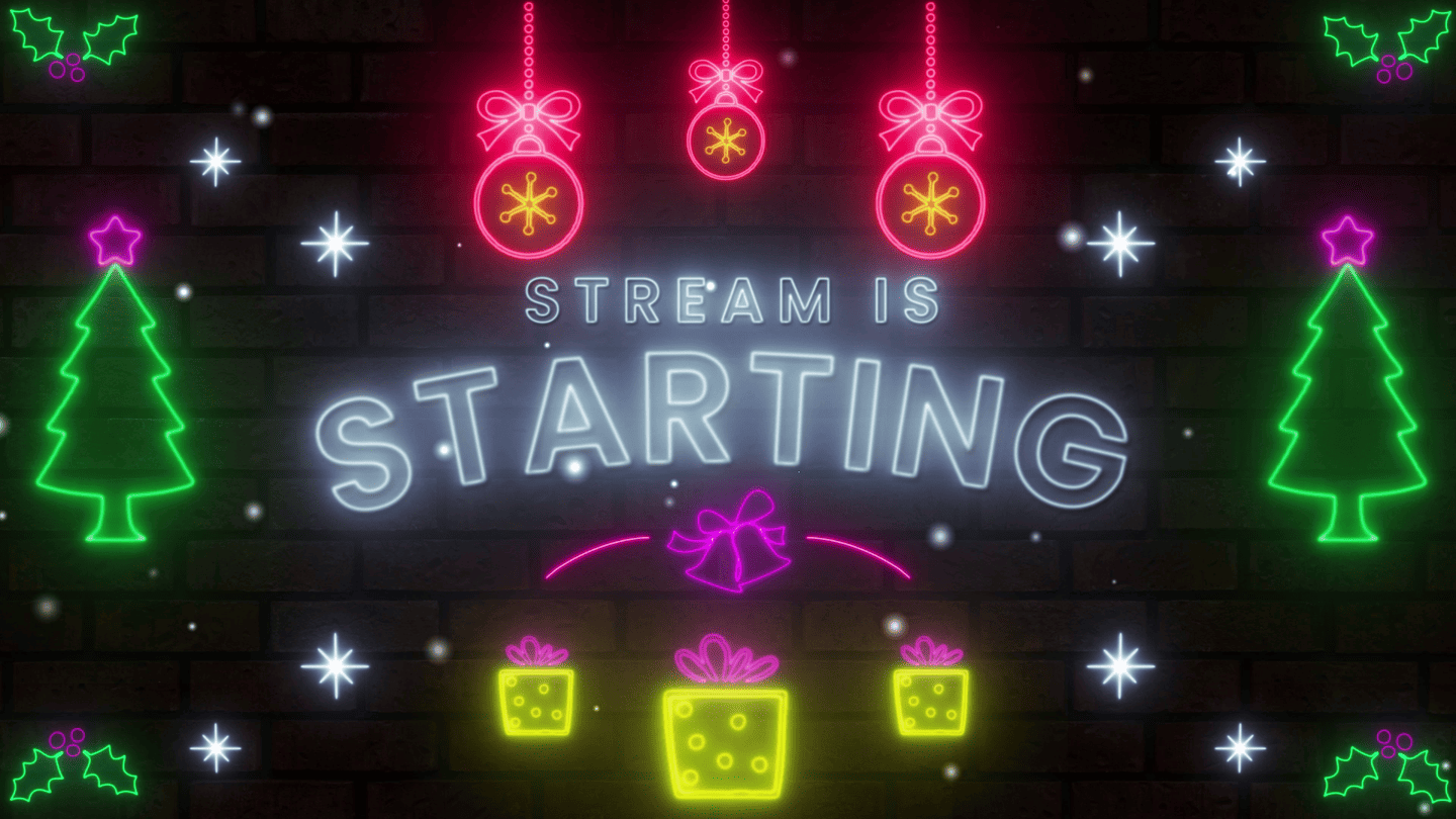 Christmas Neon Animated Twitch Stream Overlay - For Obs & Streamlabs