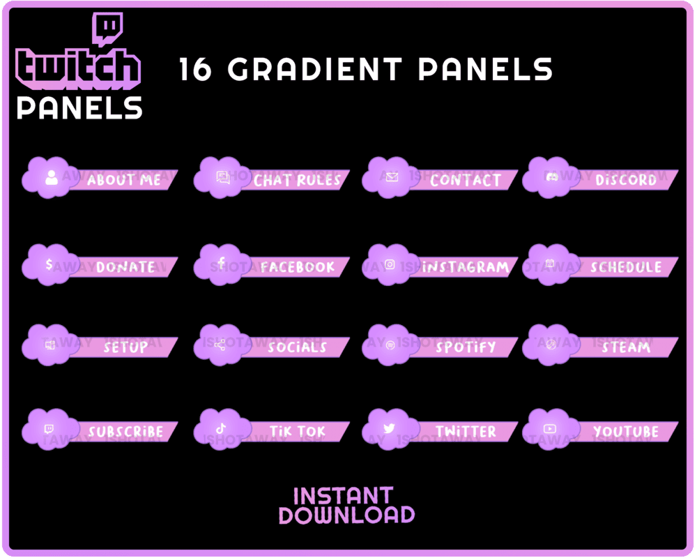 Cute Cloud Stream Panels – Anime Twitch & Kick Panel Templates