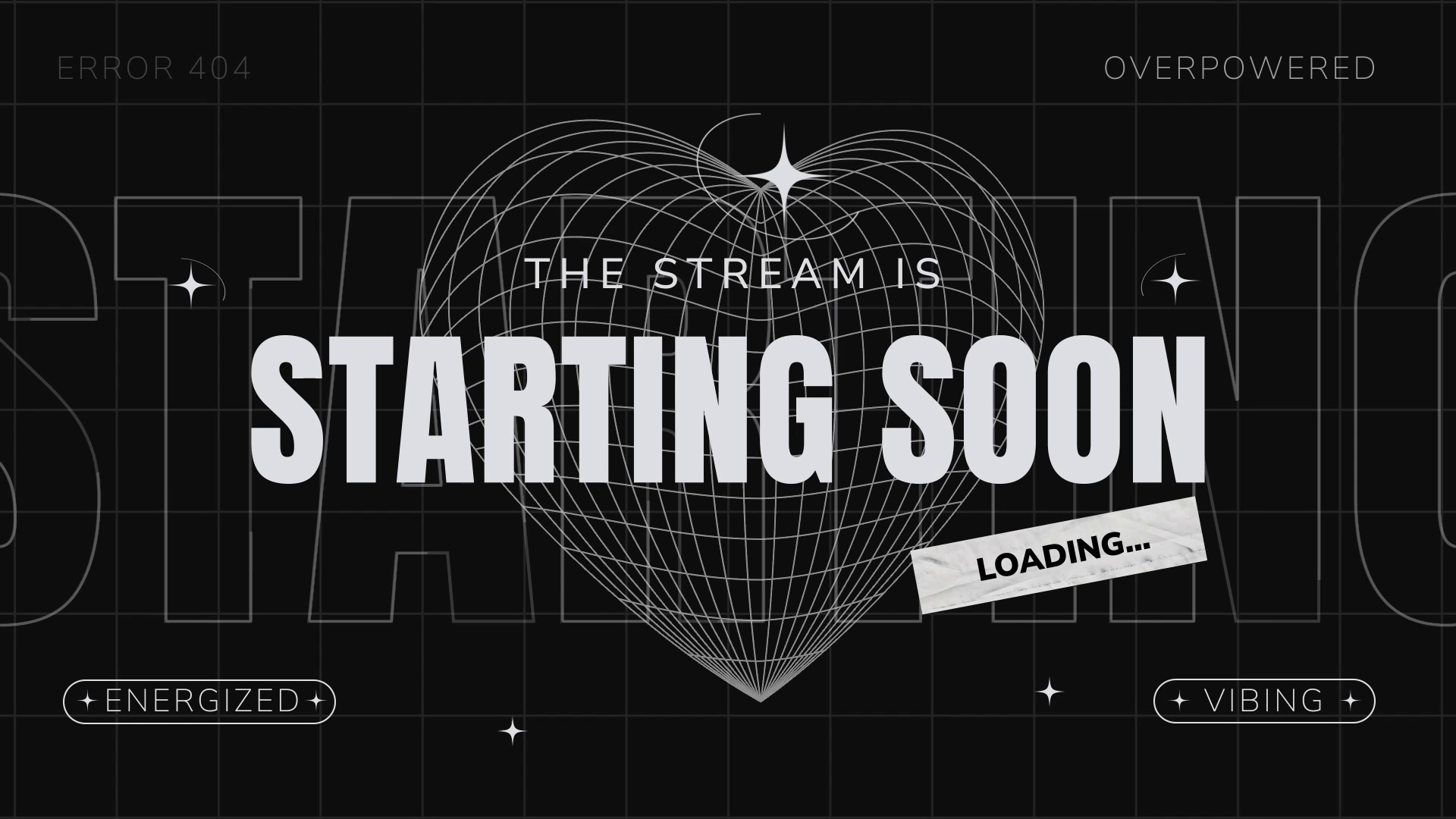 Black and White Heart Stream Overlay for Minimal Stream Style
