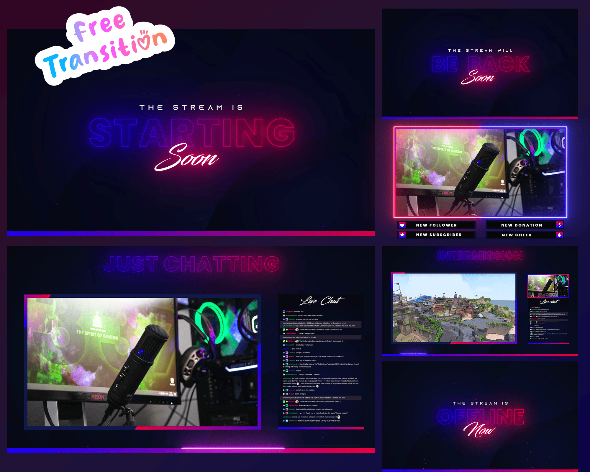 Neon Blue & Red Stream Overlay – Vibrant, Energetic, Futuristic Design for Twitch & YouTube