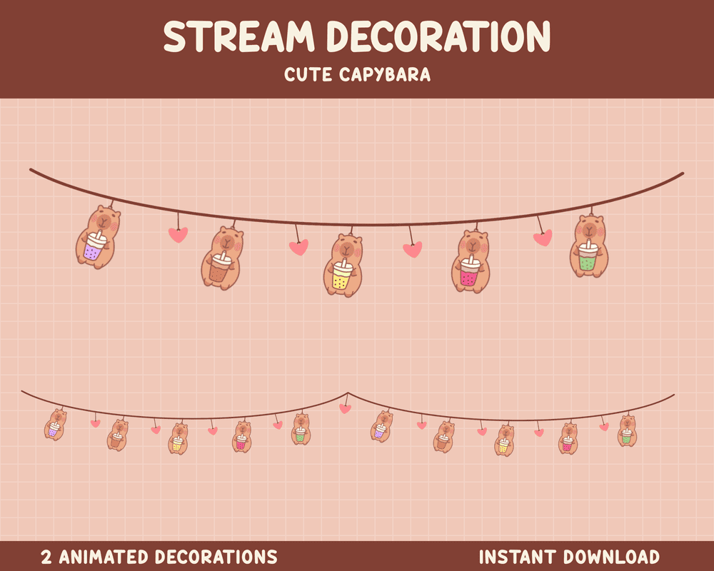 Capybara Pastel String Overlay – Animated Streamlabs & OBS Stream Overlay