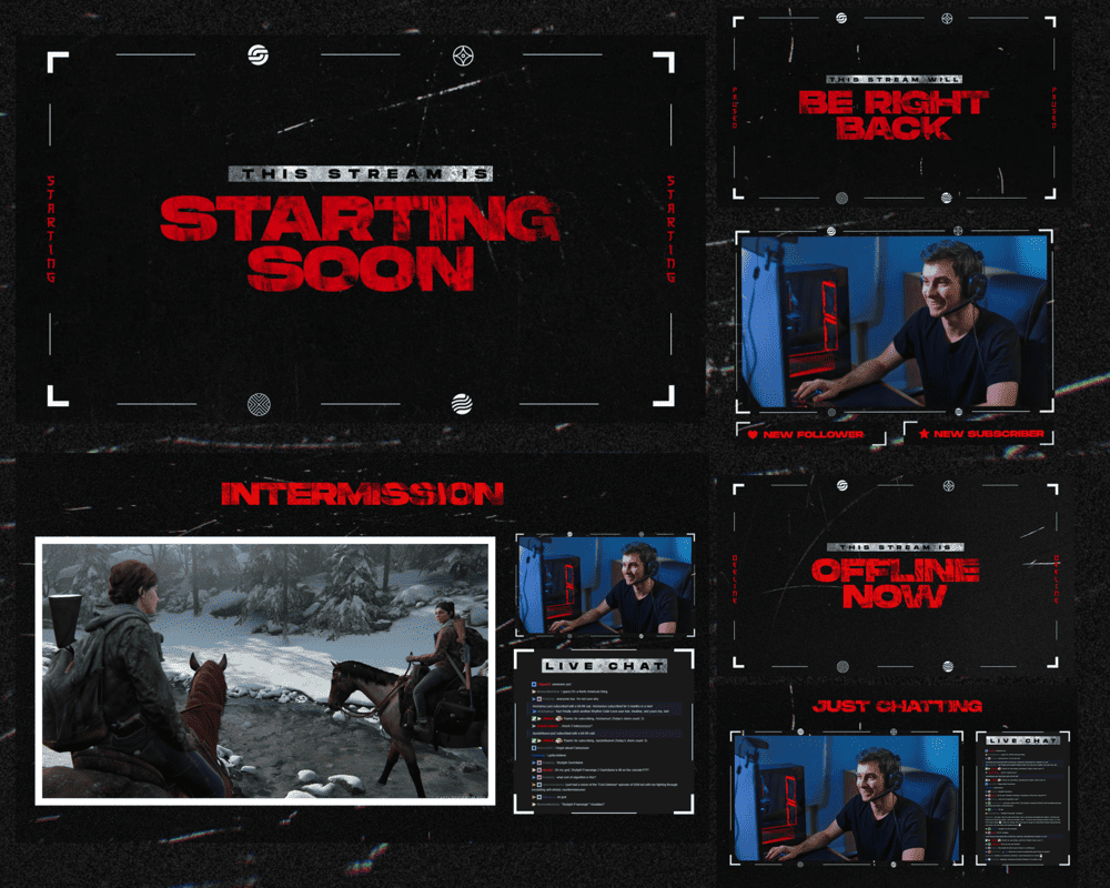 Black and Red Grunge Stream Overlay for a Bold Stream Look
