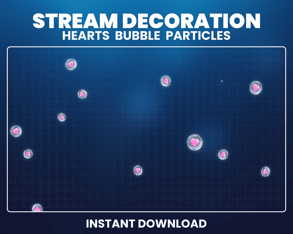 Bubble Heart Overlay for Stream – OBS, Twitch & Streamlabs Cartoon Decorations