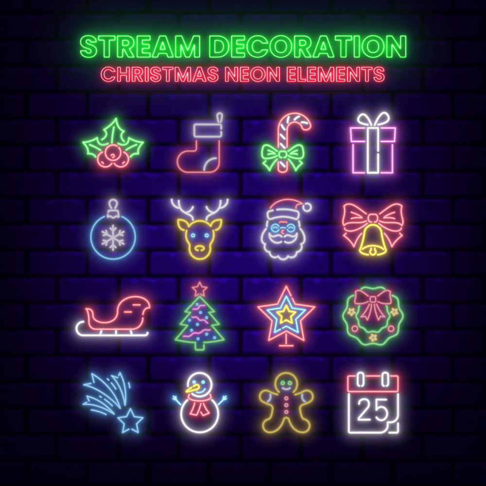 Animated Christmas Neon Overlay – Streamlabs & Twitch Overlay Pack