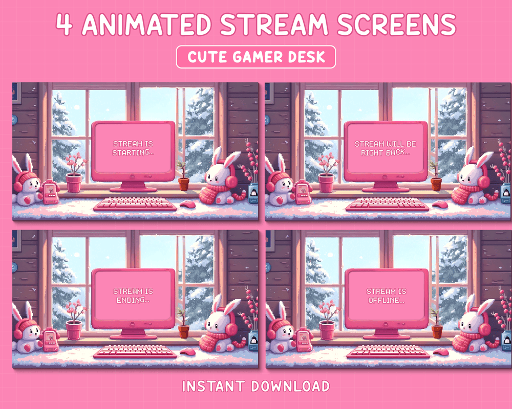 Retro Winter Pixel Stream Overlay – Chill Gaming Aesthetic for Streamers