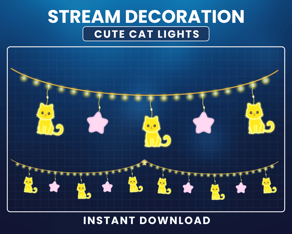 Cat Stream Garlands Overlay – Animated Twitch & OBS Stream Overlay
