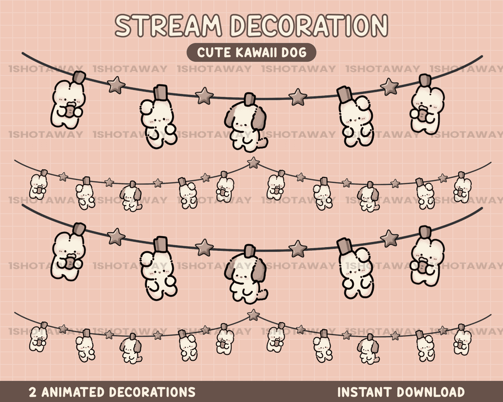 Pastel Puppy Strings Stream Overlay – Animated Twitch & OBS Design