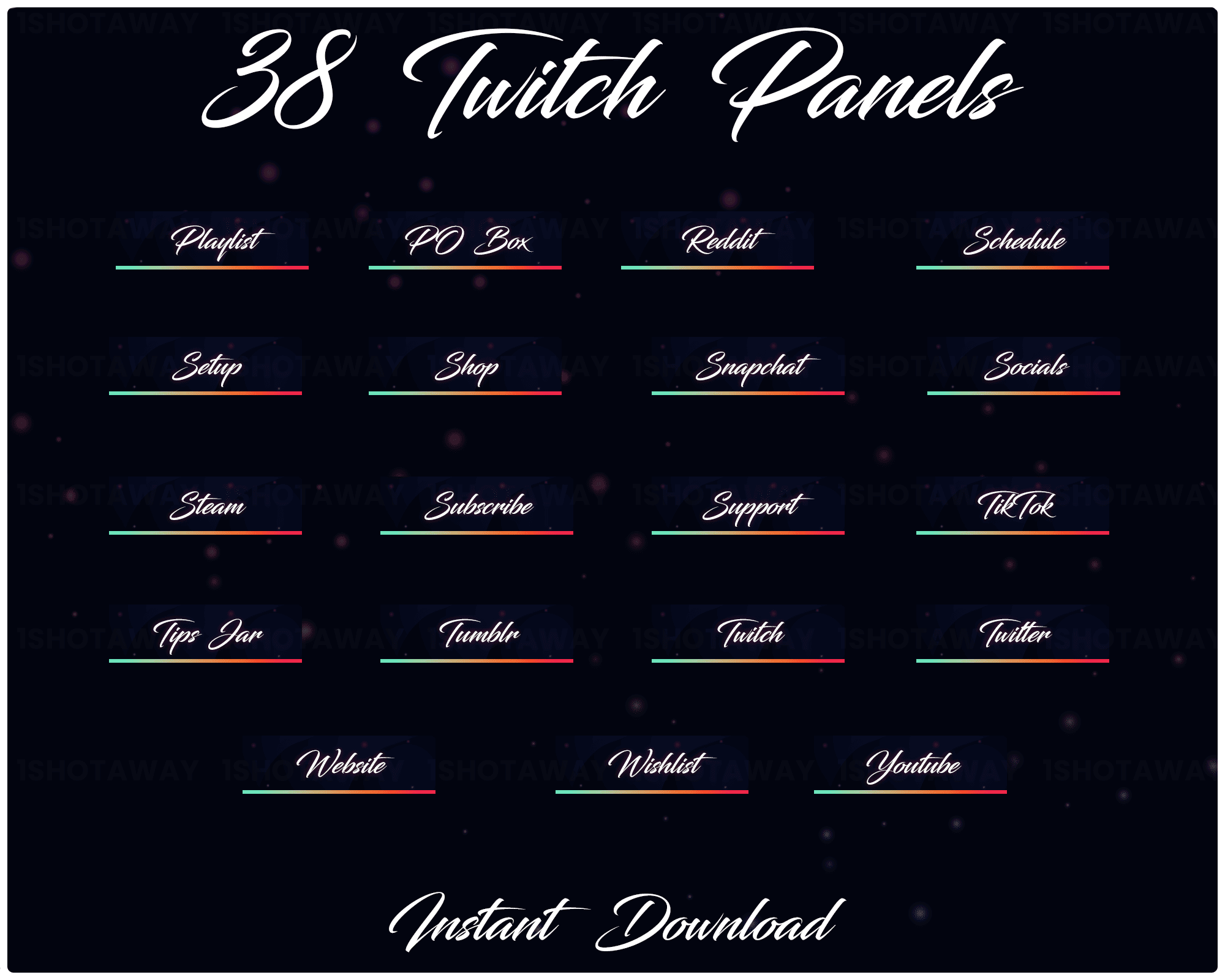 Neon Colorful Stream Panels | Twitch Panels for Streamers