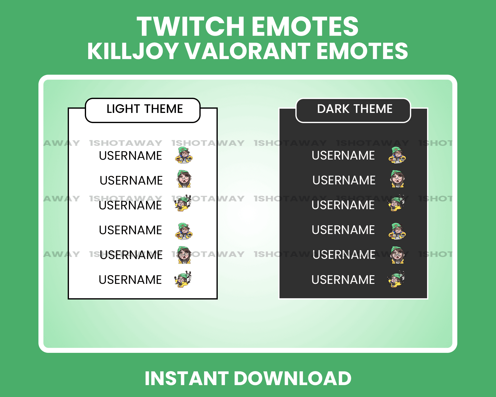 Twitch Stream Emotes – Killjoy Valorant Chibi Emotes Pack for Engaged Viewers