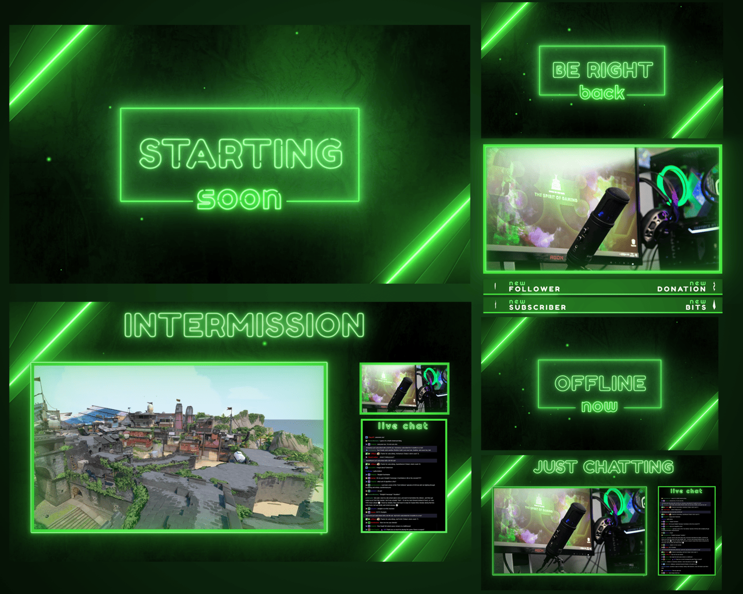 Neon Green Effect Stream Overlay – Bold, Electric, Dynamic Design for Twitch & YouTube