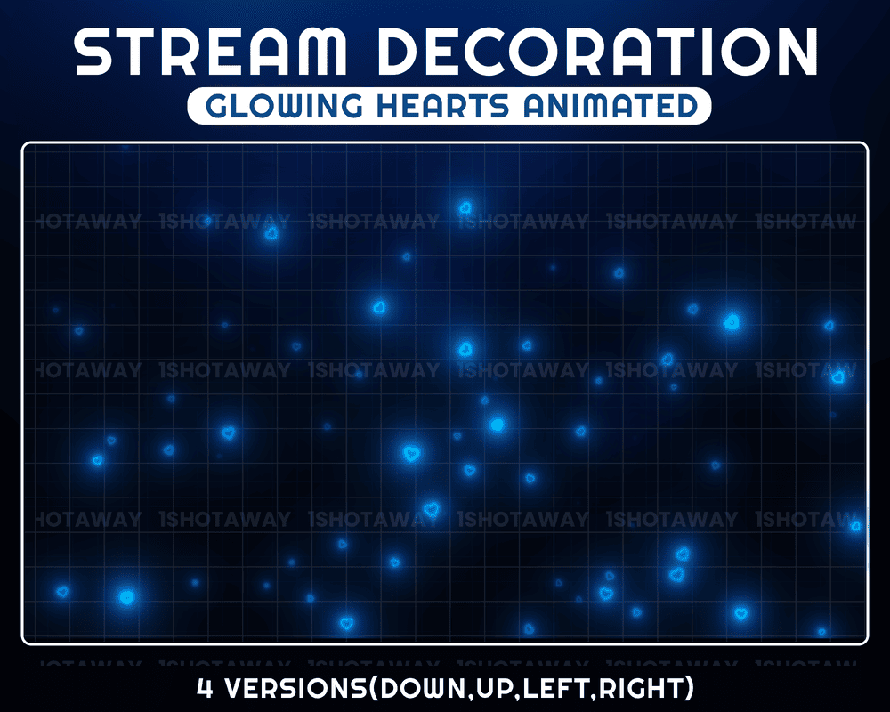 Blue Hollow Glowing Heart Stream Overlay – Twitch & OBS Template