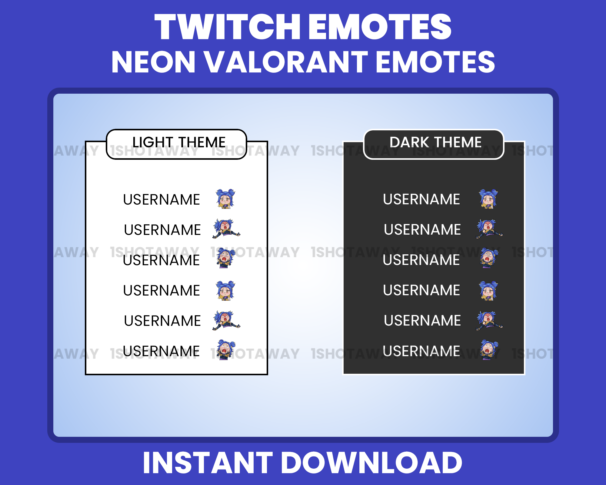 Twitch Stream Emotes – Neon Valorant Chibi Animated Emotes for Gamers