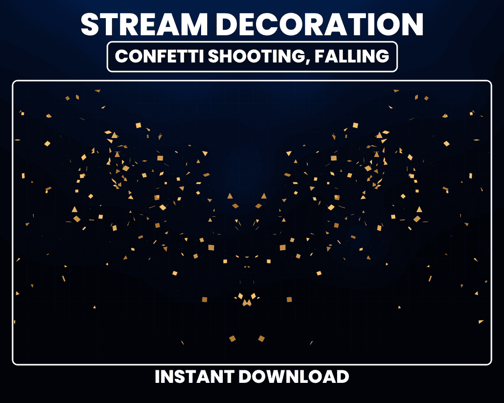 Golden Confetti Celebration Stream Overlay – Animated Twitch & OBS Design