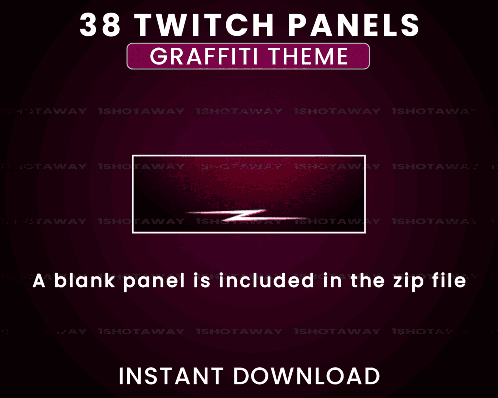 Simple Graffiti Pink Red Stream Panels for Twitch, Kick & Streamlabs