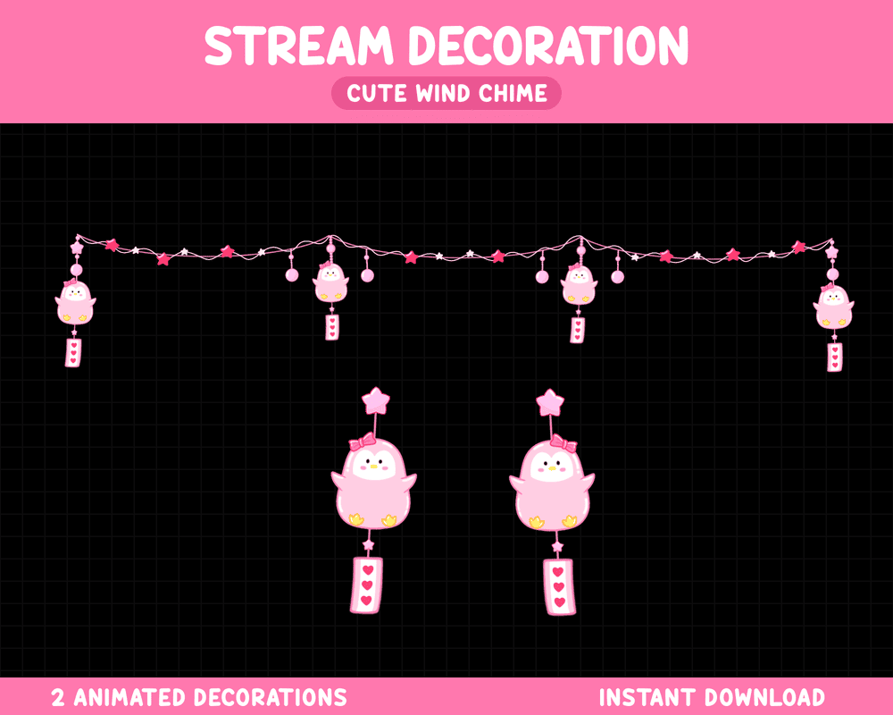 Penguin Wind Chime Stream Overlay – Animated Twitch & OBS Overlay