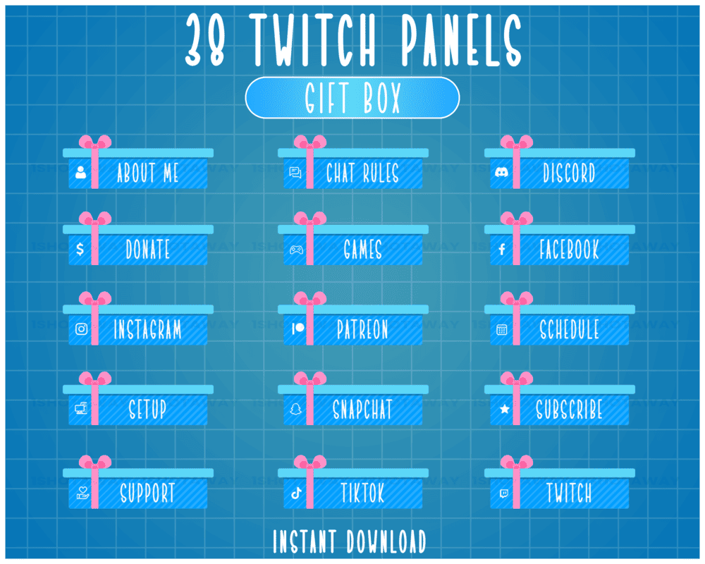 Giftbox Twitch Panel Template – Streamlabs & Animated Panels for Creators
