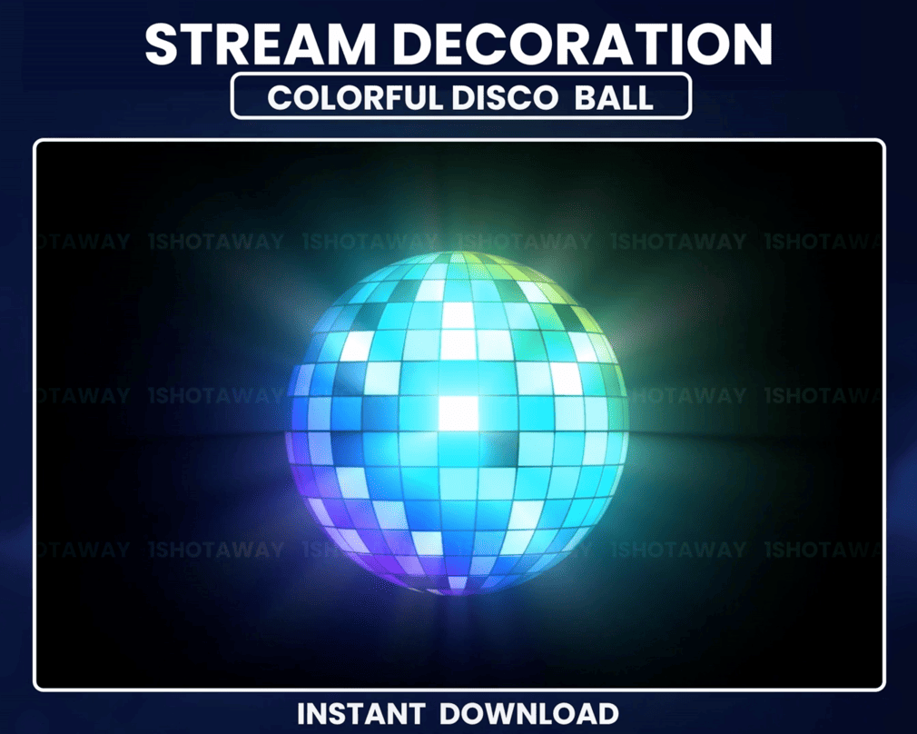 Colorful Disco Ball Stream Overlay For Twitch, OBS, Streamlabs 