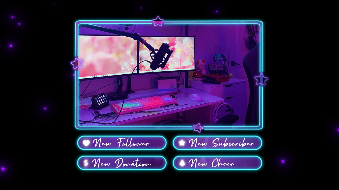 Neon Rain Stream Overlay – Vibrant, Animated Streaming Template for Twitch & YouTube