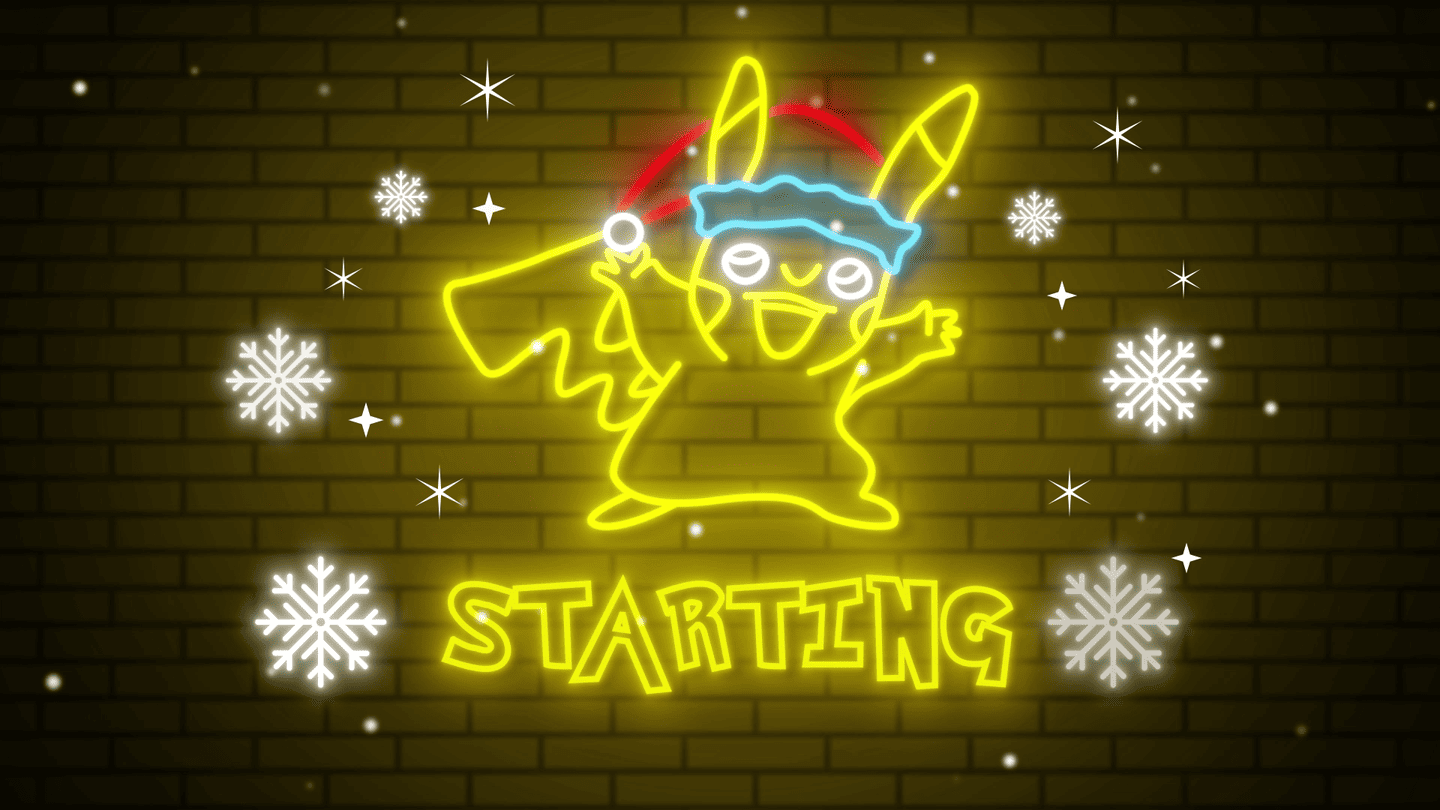 Pikachu Neon Christmas Stream Overlay – Vibrant Holiday Pokemon Setup