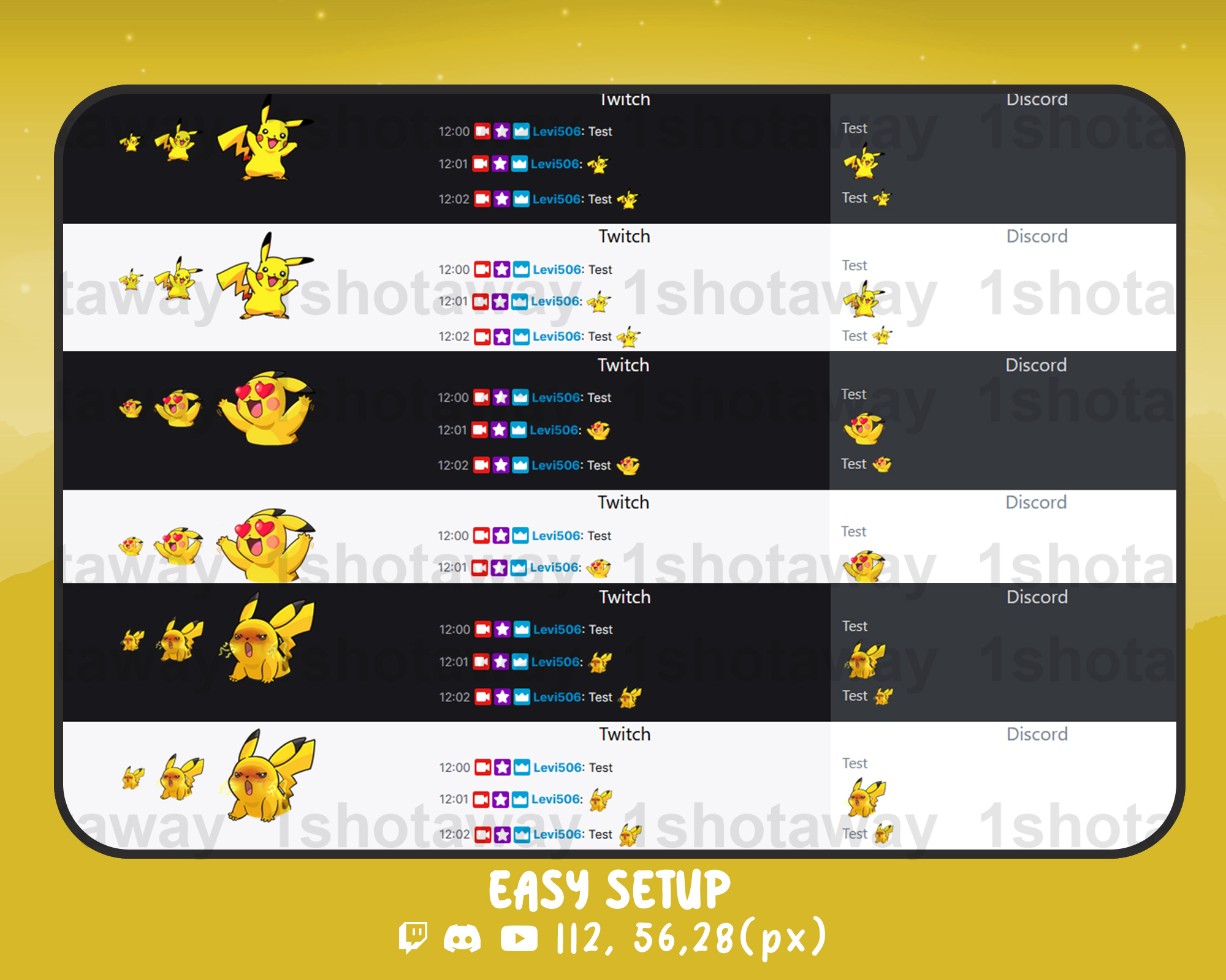 Cute Pikachu Stream Emotes for Twitch – Expressive & Animated Emote Pack