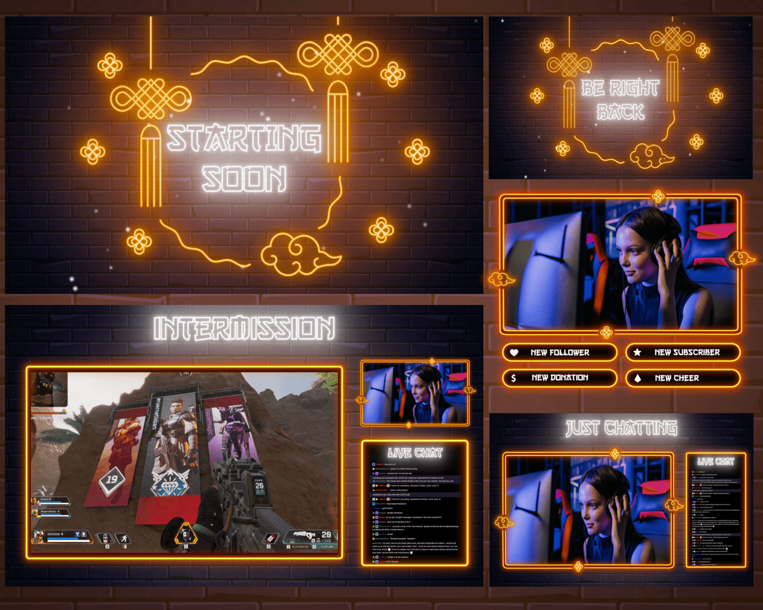 Japan Neon Stream Overlay – Vibrant, Cyber Tokyo Design for Twitch, OBS & YouTube