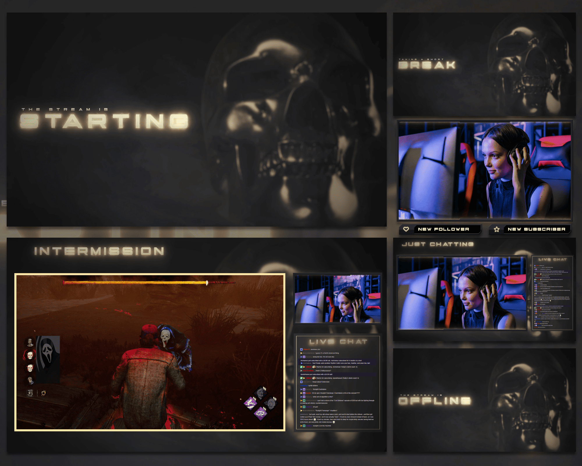 Dark Skull Stream Overlay – Minimalist, Modern, Powerful Look for Creators