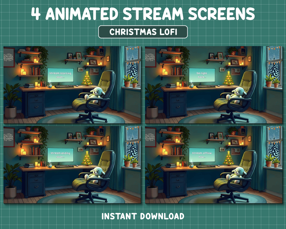 Green Christmas Gaming Stream Overlay Template