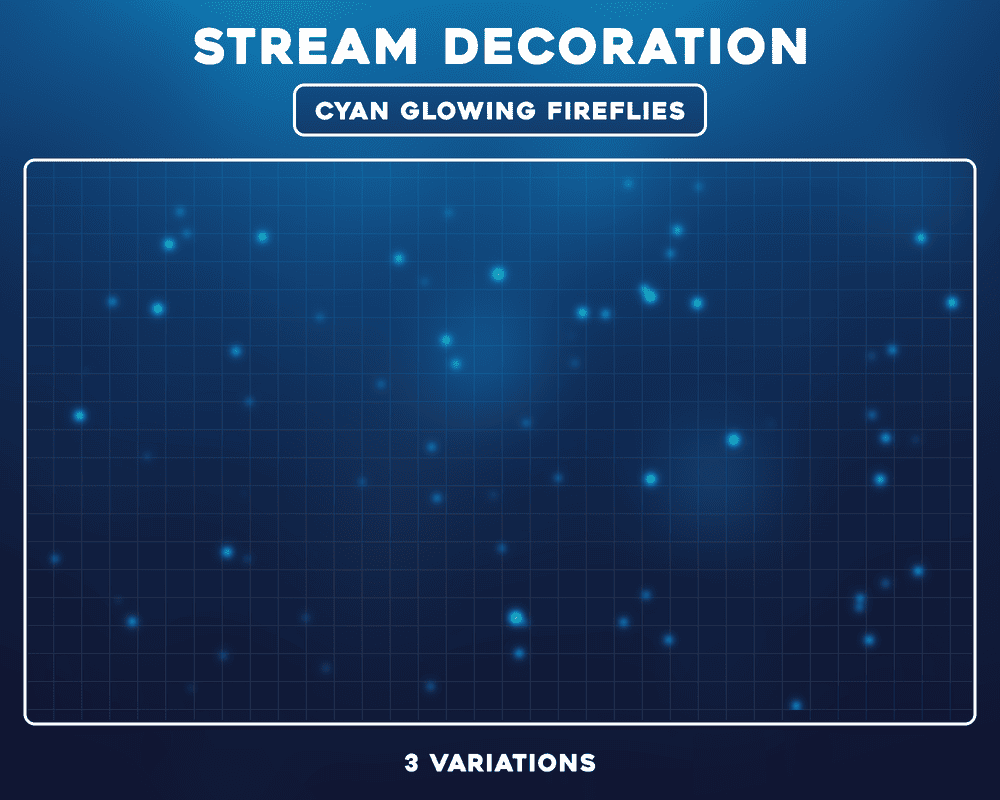 Animated Cyan Fireflies Stream Overlay for OBS, Streamlabs & Twitch