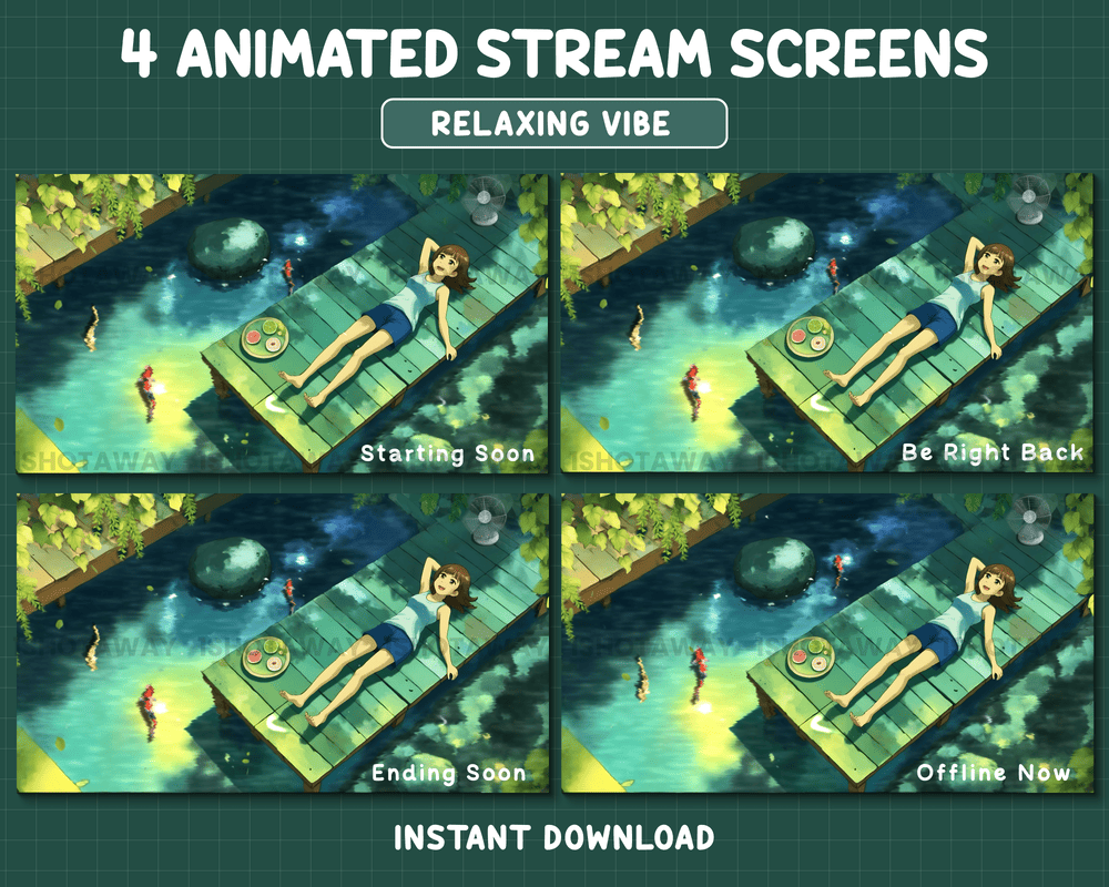 Swimming Pool Girl Lofi Stream Overlay – Chill, Aesthetic Vibes for Twitch & OBS