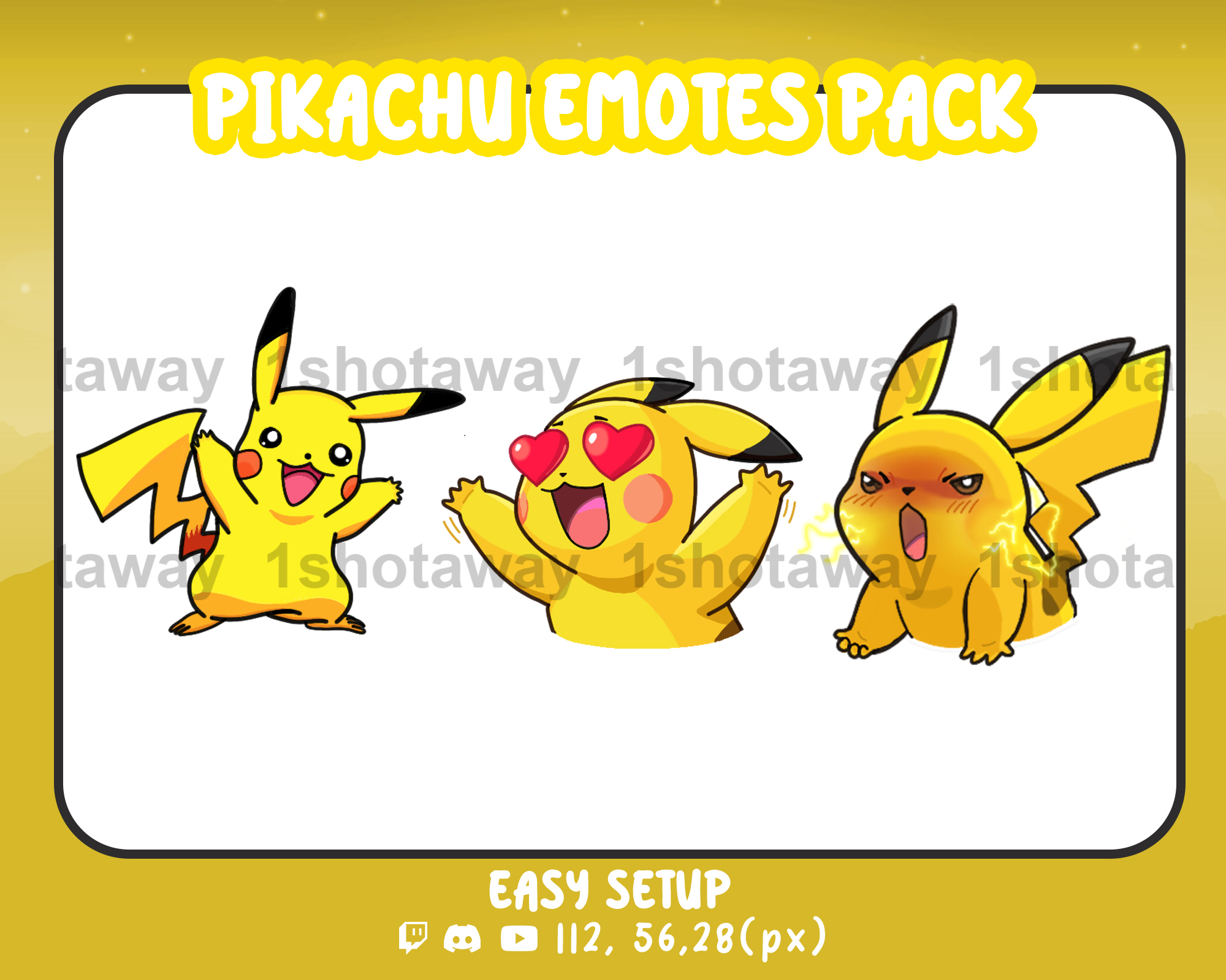 Cute Pikachu Stream Emotes for Twitch – Expressive & Animated Emote Pack