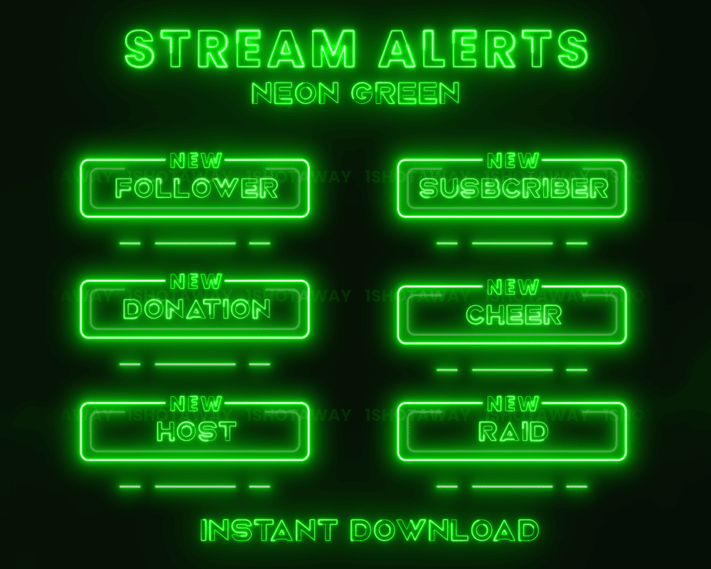 Neon Green Twitch Stream Alerts – Animated Alerts for OBS & Stream Elements