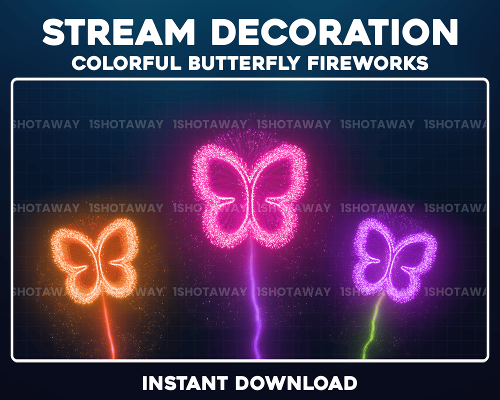 Butterfly Colorful Fireworks Stream Overlay – Animated Twitch & OBS Design