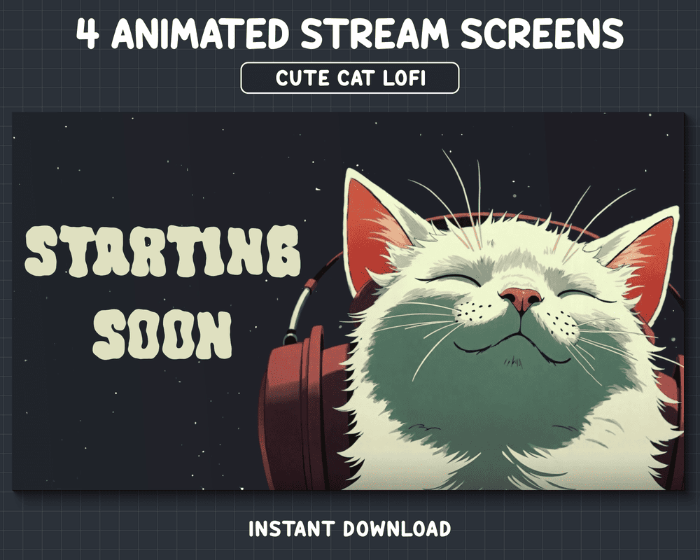 Cute Lofi Cat Stream Overlay for Streamers – Aesthetic Design for Chill Vibes