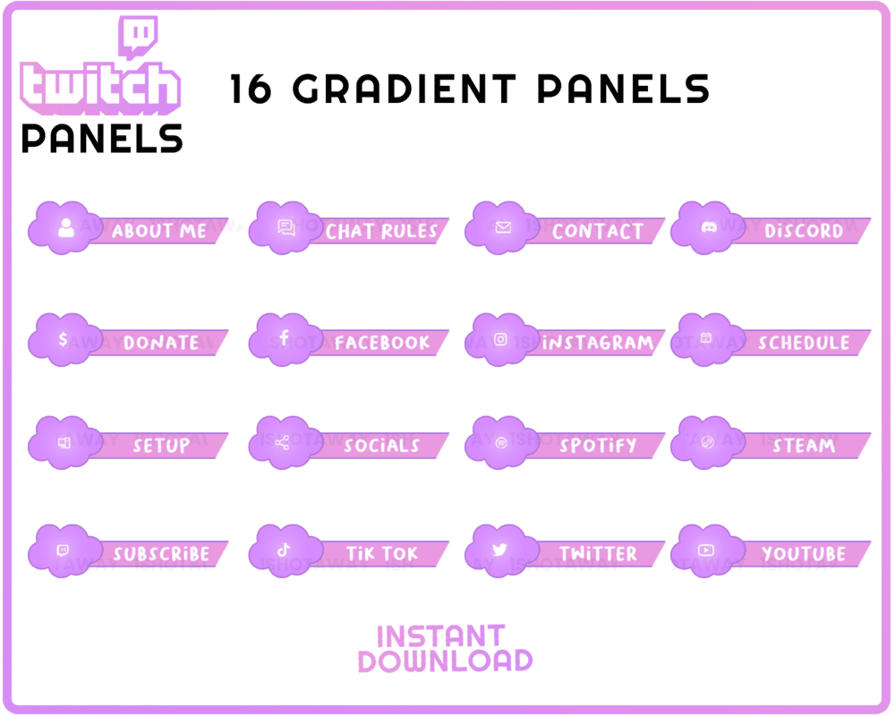 Cute Cloud Stream Panels – Anime Twitch & Kick Panel Templates
