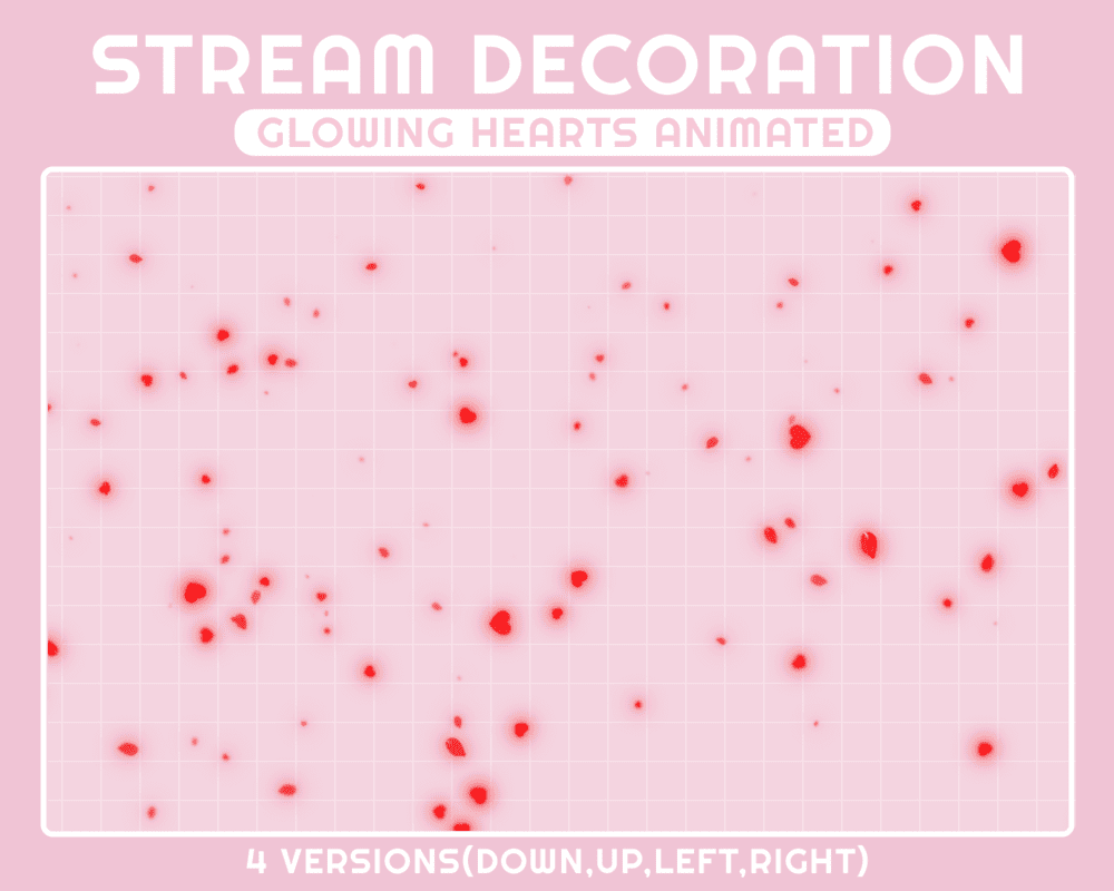 Animated Red Heart Particles Stream Overlay for Twitch & Streamlabs