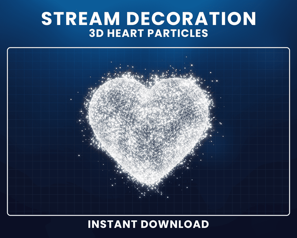 White 3D Heart Particle Overlay - Animated Overlay for Twitch & OBS
