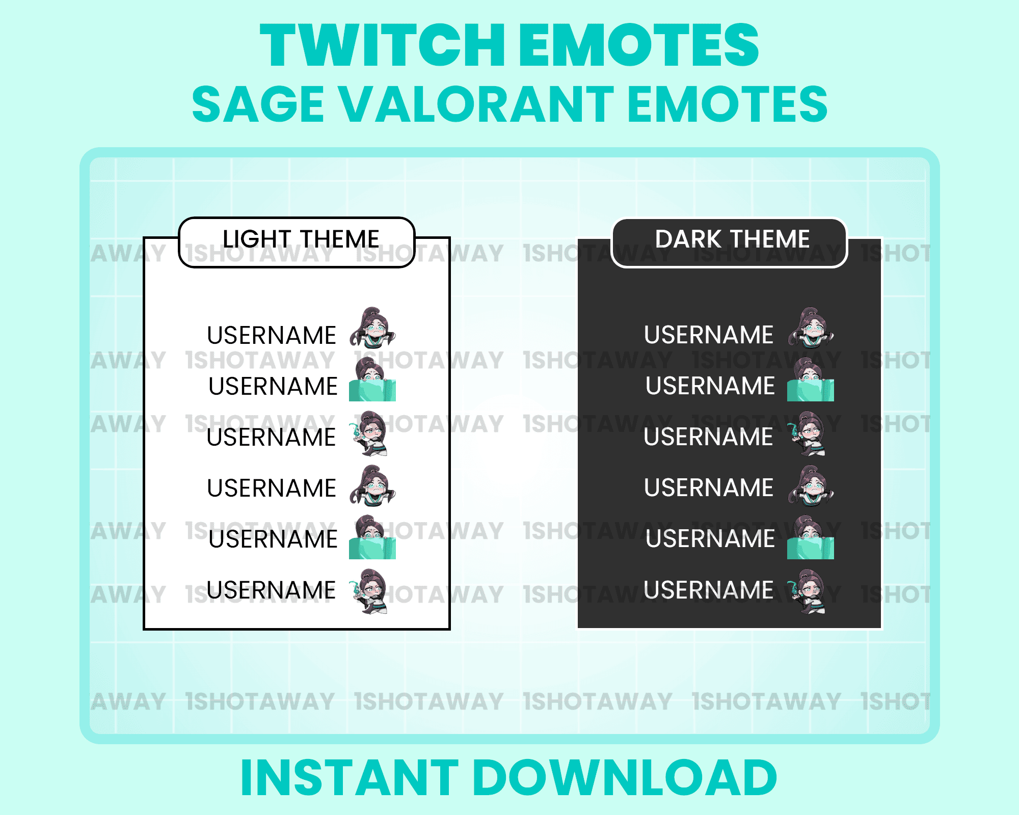 Sage Valorant Cute Stream Emotes for Twitch – Kawaii & Fun Custom Emotes
