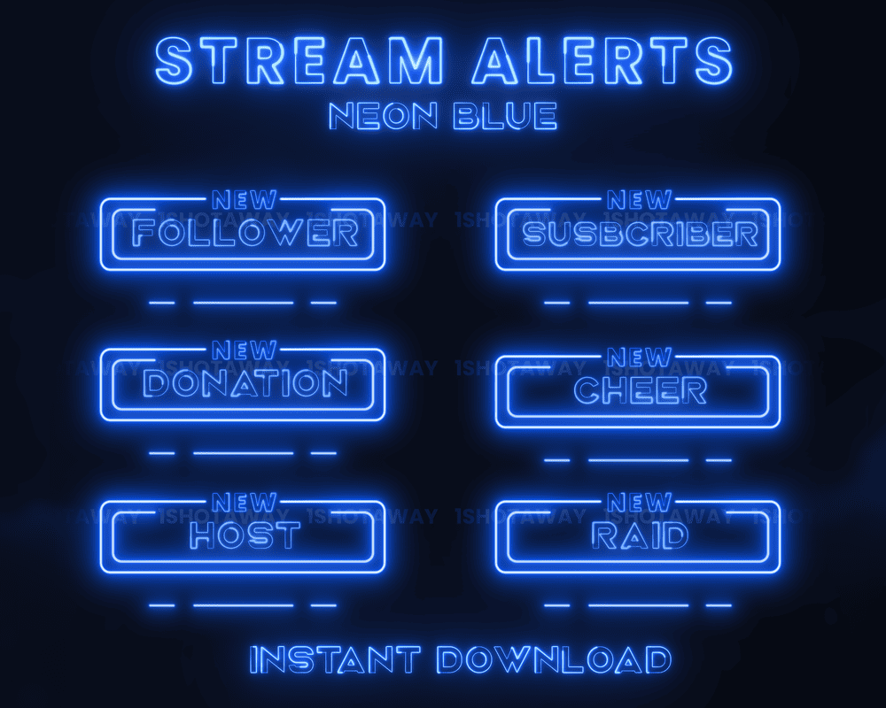Animated Neon Blue Stream Alerts – Perfect for Twitch, OBS & Streamlabs