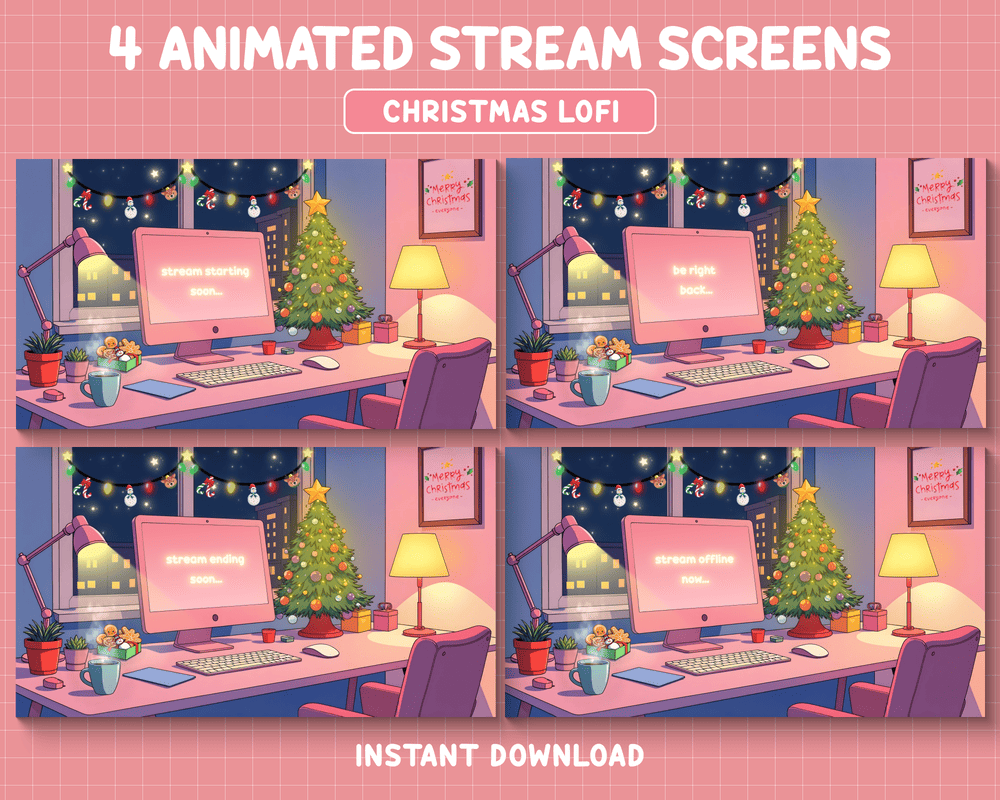 Christmas Desk Stream Overlay for Streamers – Festive & Cozy Setup